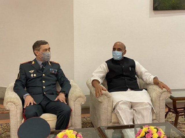 Defence Minister Rajnath Singh holds bilateral talks with Kazakhstan counterpart